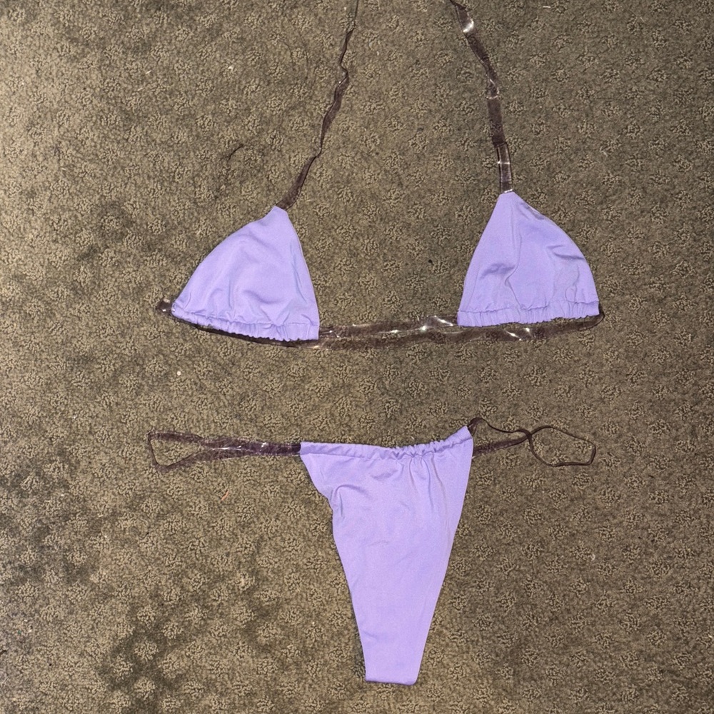 Oh Polly Lavender Clear Strap Bikini Set